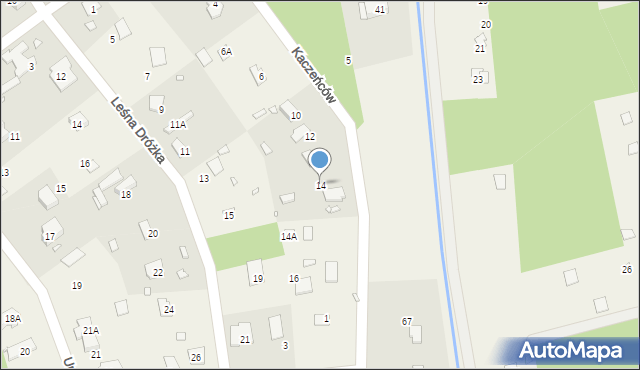Zalesie Górne, Kaczeńców, 14, mapa Zalesie Górne