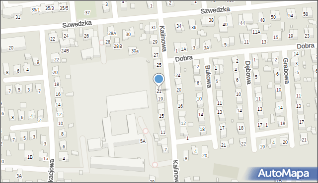 Zamość, Kalinowa, 21, mapa Zamościa