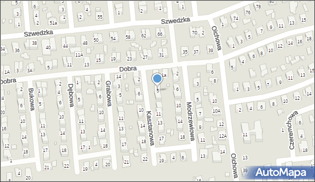 Zamość, Kasztanowa, 5, mapa Zamościa