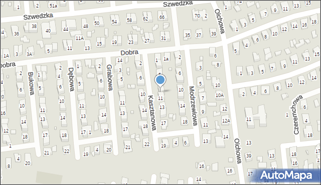 Zamość, Kasztanowa, 9, mapa Zamościa