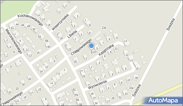 Zaniemyśl, Kasprzaka, 3, mapa Zaniemyśl