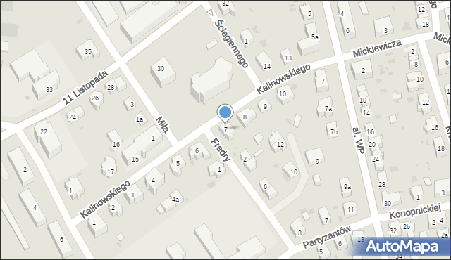 Żary, Kalinowskiego R., 7, mapa Żary