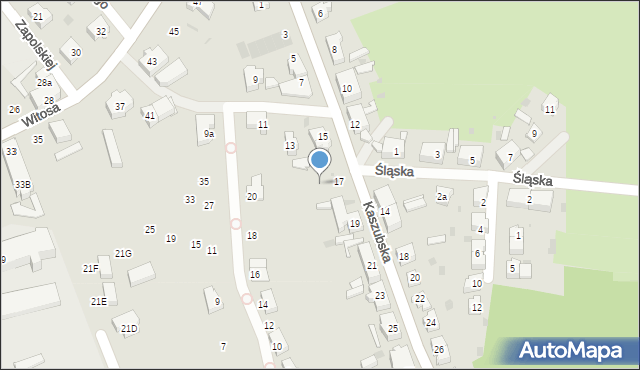 Żary, Kaszubska, 17a, mapa Żary