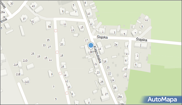 Żary, Kaszubska, 19, mapa Żary