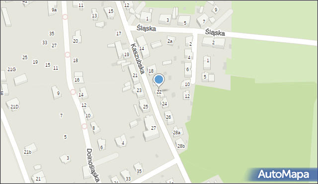 Żary, Kaszubska, 22, mapa Żary