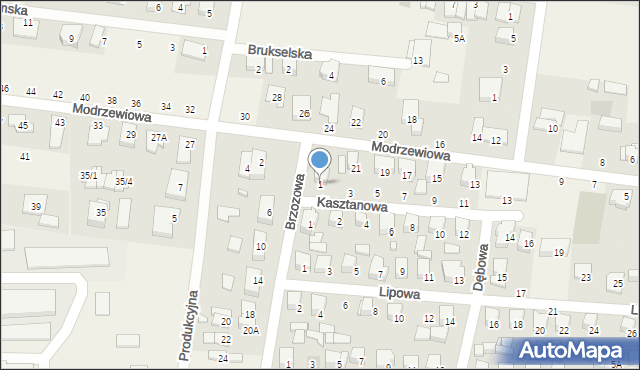 Zaścianki, Kasztanowa, 1, mapa Zaścianki