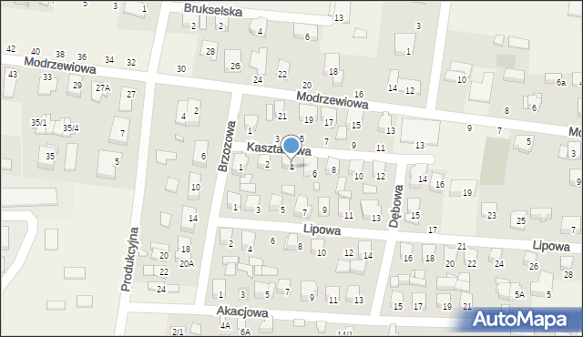 Zaścianki, Kasztanowa, 4, mapa Zaścianki