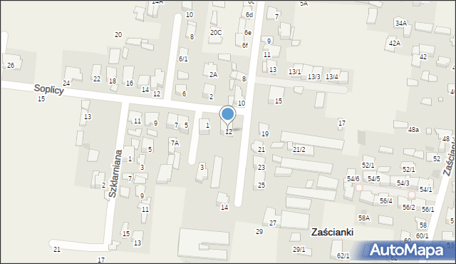 Zaścianki, Kasztelańska, 12, mapa Zaścianki