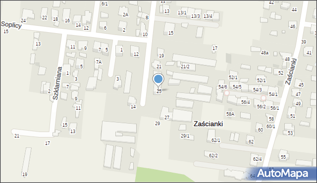 Zaścianki, Kasztelańska, 25, mapa Zaścianki