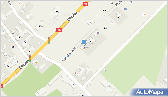 Zawada, Kasztanowa, 6, mapa Zawada