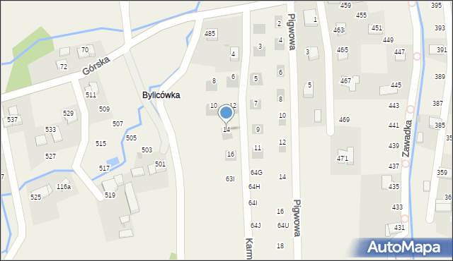 Zawadka, Karmelowa, 14, mapa Zawadka