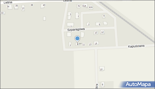Zbąszyń, Kapuściana, 9, mapa Zbąszyń