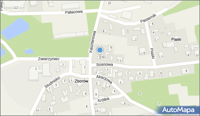 Zborów, Kasztanowa, 2, mapa Zborów