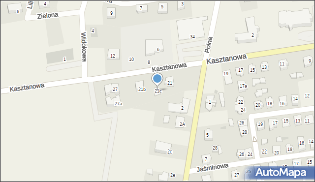 Żelistrzewo, Kasztanowa, 21c, mapa Żelistrzewo