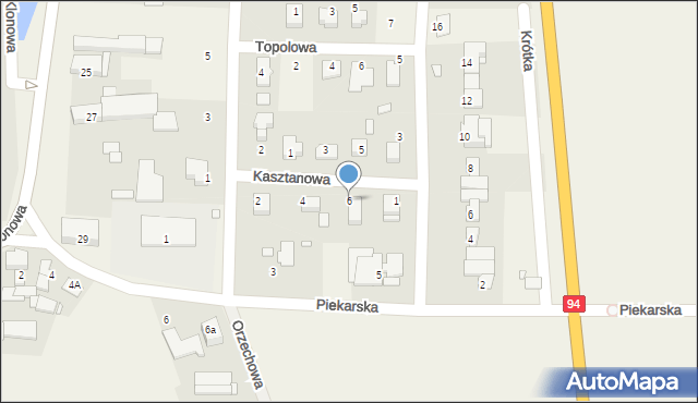 Zielęcice, Kasztanowa, 6, mapa Zielęcice