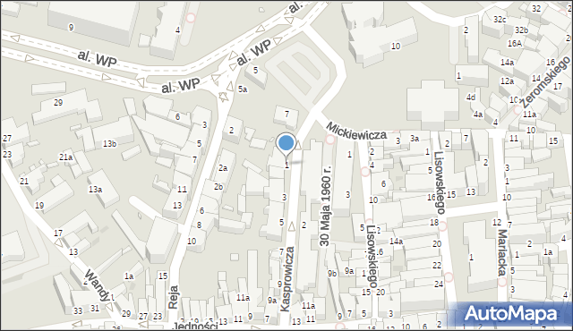 Zielona Góra, Kasprowicza Jana, 1, mapa Zielona Góra