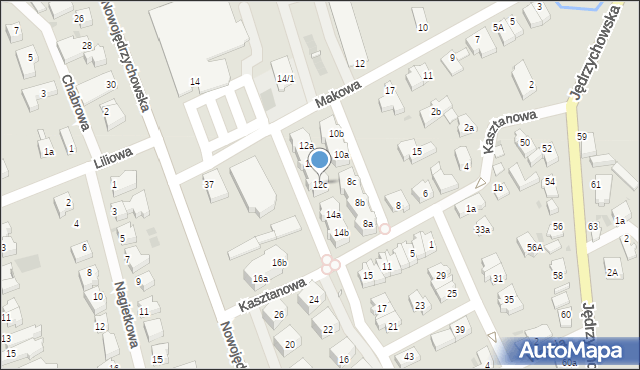 Zielona Góra, Kasztanowa, 12c, mapa Zielona Góra