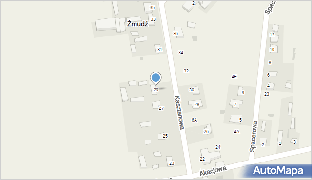 Żmudź, Kasztanowa, 29, mapa Żmudź