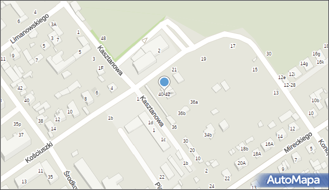 Żyrardów, Kasztanowa, 40-42, mapa Żyrardów