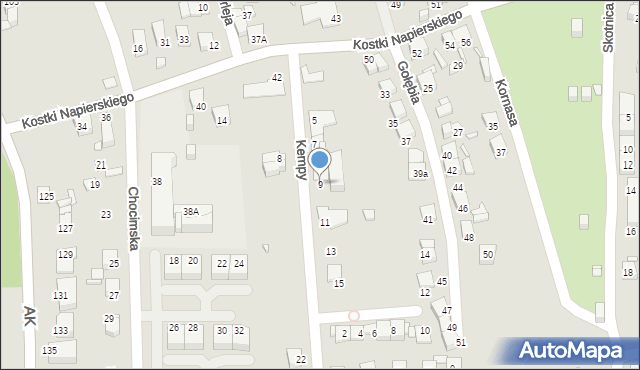 Katowice, Kempy Konstantego, 9, mapa Katowic