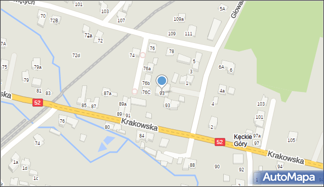 Kęty, Kęckie Góry Północne, 93, mapa Kęty