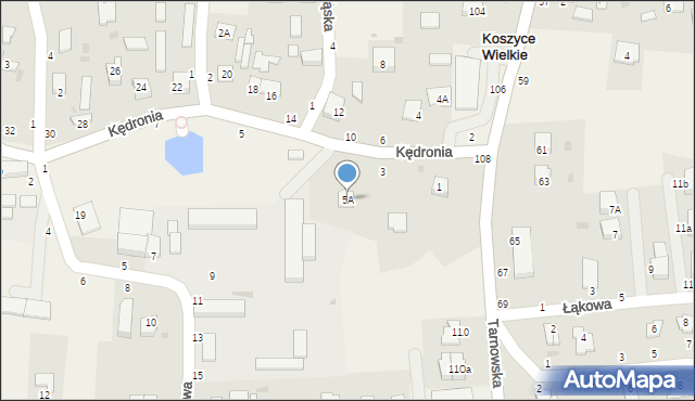 Koszyce Wielkie, Kędronia Stanisława, ks., 5A, mapa Koszyce Wielkie
