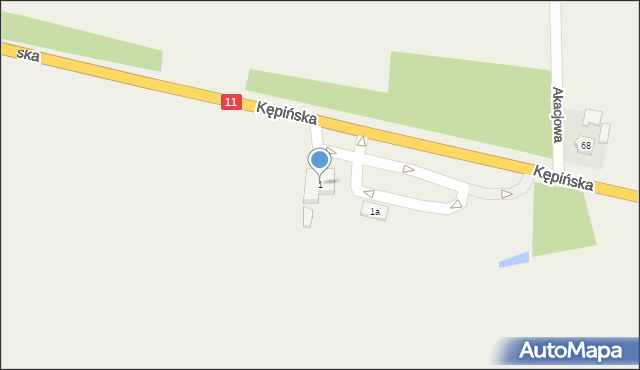 Łęka Opatowska, Kępińska, 1, mapa Łęka Opatowska