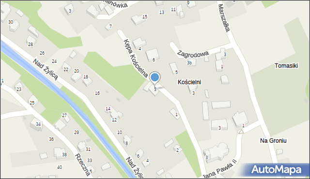 Łodygowice, Kępa Kościelna, 3, mapa Łodygowice