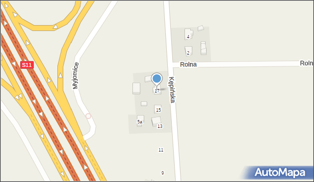 Myjomice, Kępińska, 17, mapa Myjomice