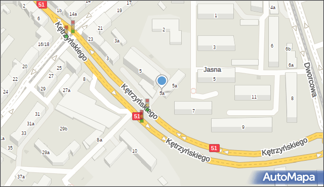 Olsztyn, Kętrzyńskiego Wojciecha, 5a, mapa Olsztyna