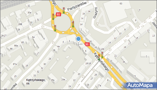 Olsztyn, Kętrzyńskiego Wojciecha, 2, mapa Olsztyna