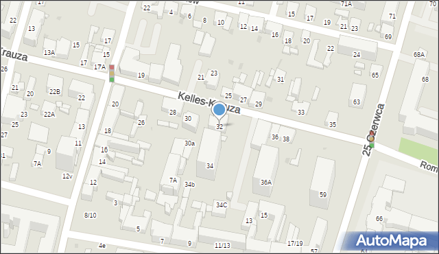 Radom, Kelles-Krauza Kazimierza, 32, mapa Radomia