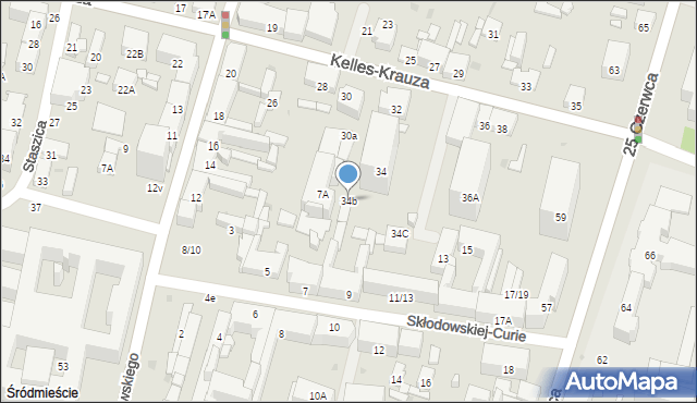 Radom, Kelles-Krauza Kazimierza, 34b, mapa Radomia