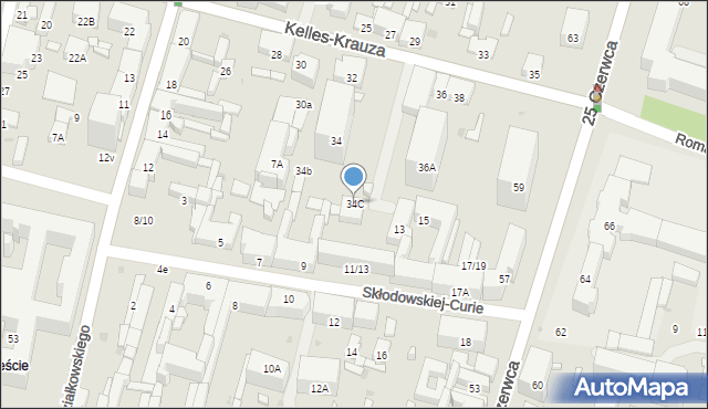 Radom, Kelles-Krauza Kazimierza, 34C, mapa Radomia