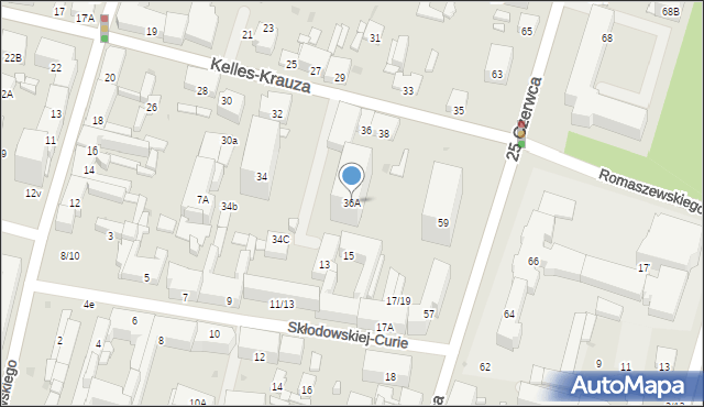 Radom, Kelles-Krauza Kazimierza, 36A, mapa Radomia