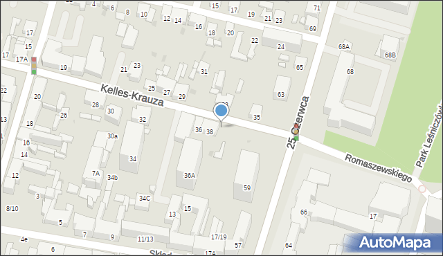 Radom, Kelles-Krauza Kazimierza, 38a, mapa Radomia