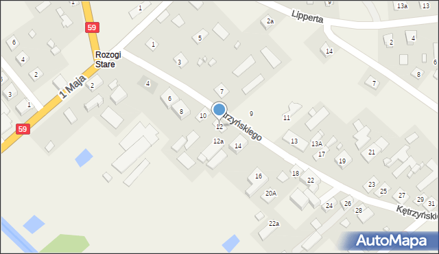 Rozogi, Kętrzyńskiego Wojciecha, 12, mapa Rozogi