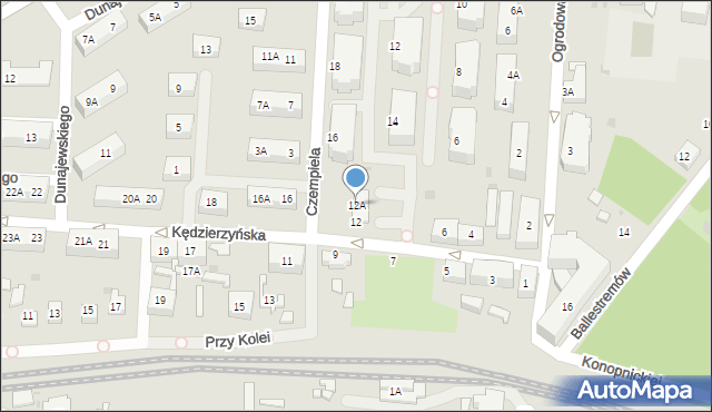 Ruda Śląska, Kędzierzyńska, 12A, mapa Rudy Śląskiej