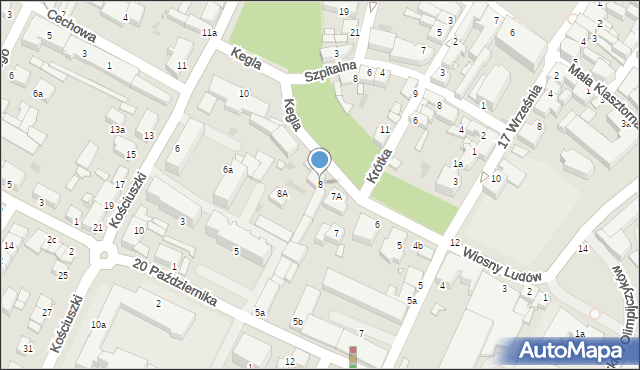 Środa Wielkopolska, Kegla, ks., 8, mapa Środa Wielkopolska