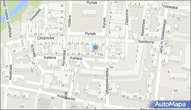 Starogard Gdański, Kellera, ks., 27, mapa Starogard Gdański