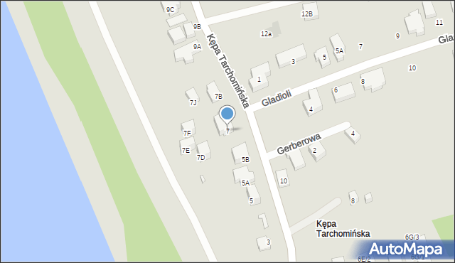 Warszawa, Kępa Tarchomińska, 7, mapa Warszawy
