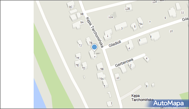 Warszawa, Kępa Tarchomińska, 7A, mapa Warszawy