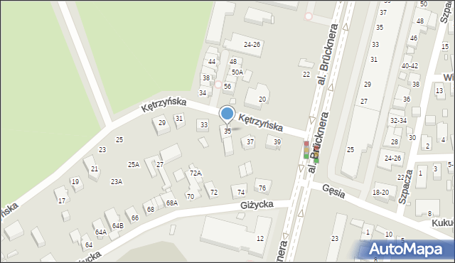 Wrocław, Kętrzyńska, 35, mapa Wrocławia