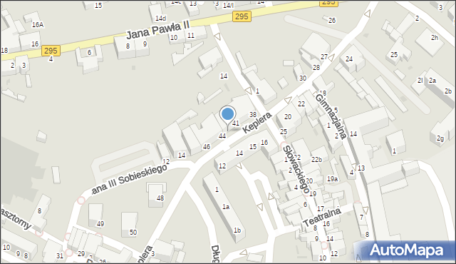 Żagań, Keplera Jana, 42/43, mapa Żagań