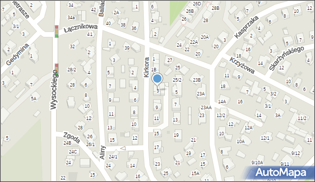 Białystok, Kirkora, 3, mapa Białegostoku