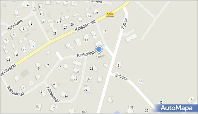 Biskupiec, Kilińskiego Jana, płk., 30, mapa Biskupiec