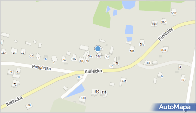 Bodzentyn, Kielecka, 64a, mapa Bodzentyn