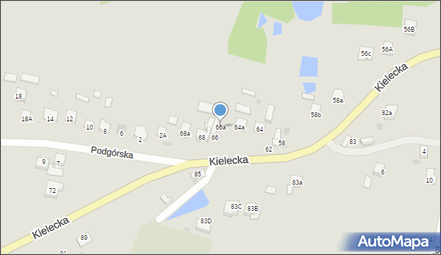 Bodzentyn, Kielecka, 66a, mapa Bodzentyn