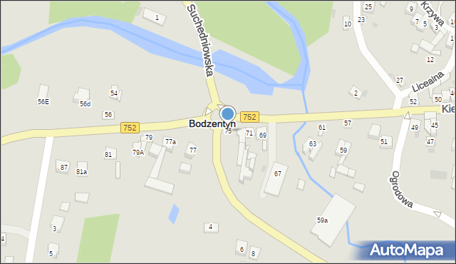 Bodzentyn, Kielecka, 75, mapa Bodzentyn