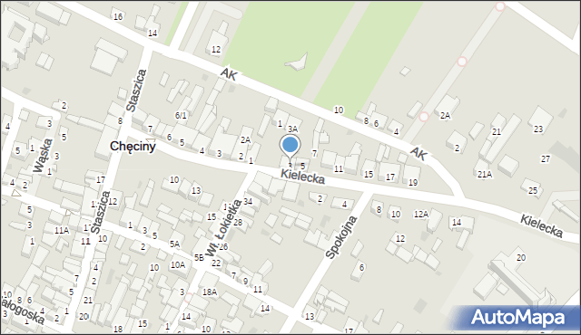 Chęciny, Kielecka, 3, mapa Chęciny